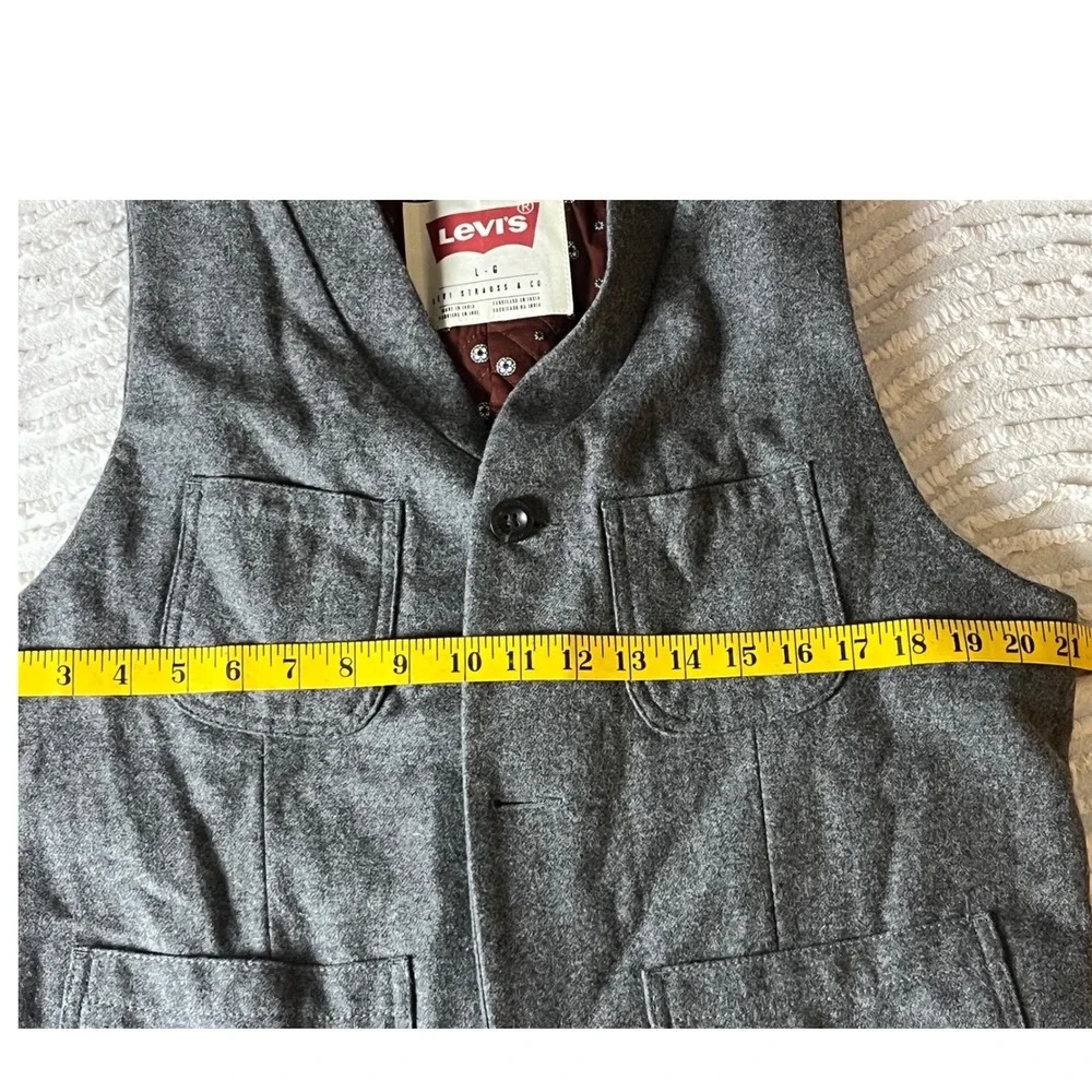 Levi's‎ Wool Blend Vest Men's Lg Quilted Interior Gray Outdoor Americana Utility